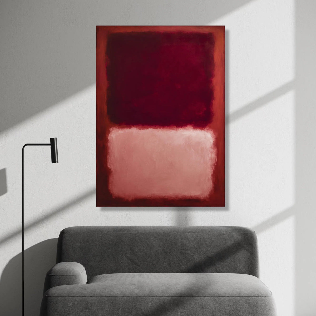 Mark Rothko Style Abstract Canvas Wall Art, Deep Red and Soft Pink Blocks, Modern Expressionist Home Decor, Bold Color Art Canvas Print Art