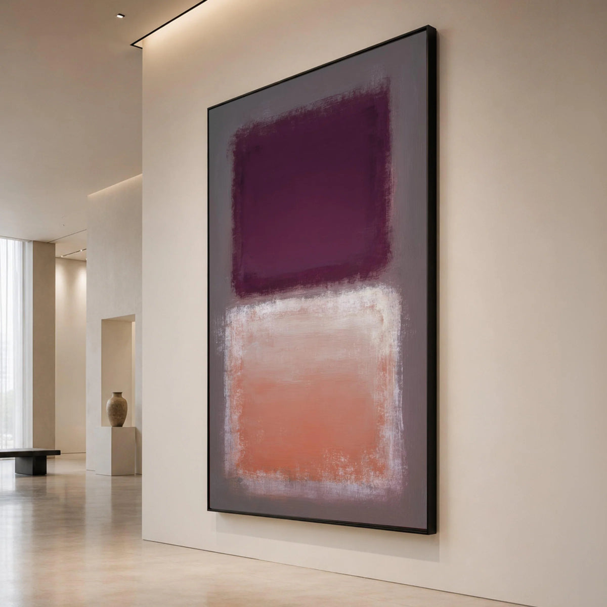 Mark Rothko Style Abstract Canvas, Purple and Peach Color Blocks, Modern Minimalist Wall Art, Contemporary Home Decoration Canvas Print Art