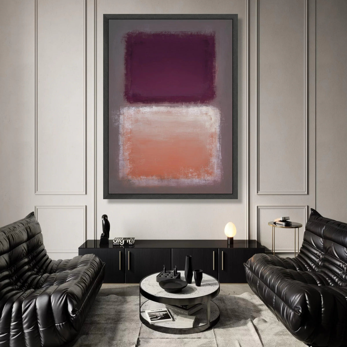 Mark Rothko Style Abstract Canvas, Purple and Peach Color Blocks, Modern Minimalist Wall Art, Contemporary Home Decoration Canvas Print Art