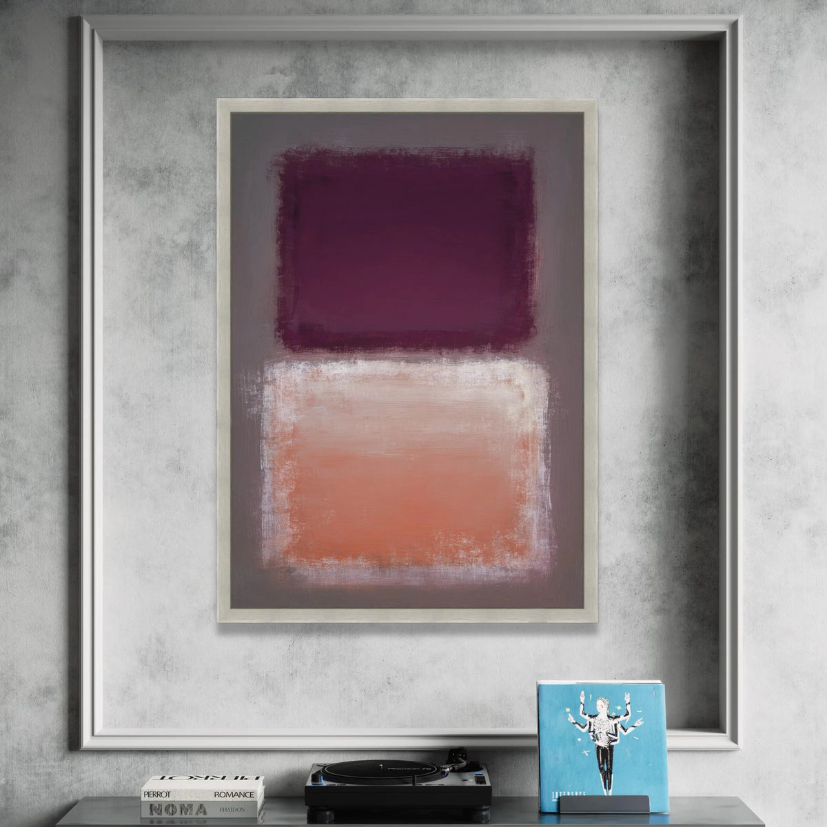 Mark Rothko Style Abstract Canvas, Purple and Peach Color Blocks, Modern Minimalist Wall Art, Contemporary Home Decoration Canvas Print Art