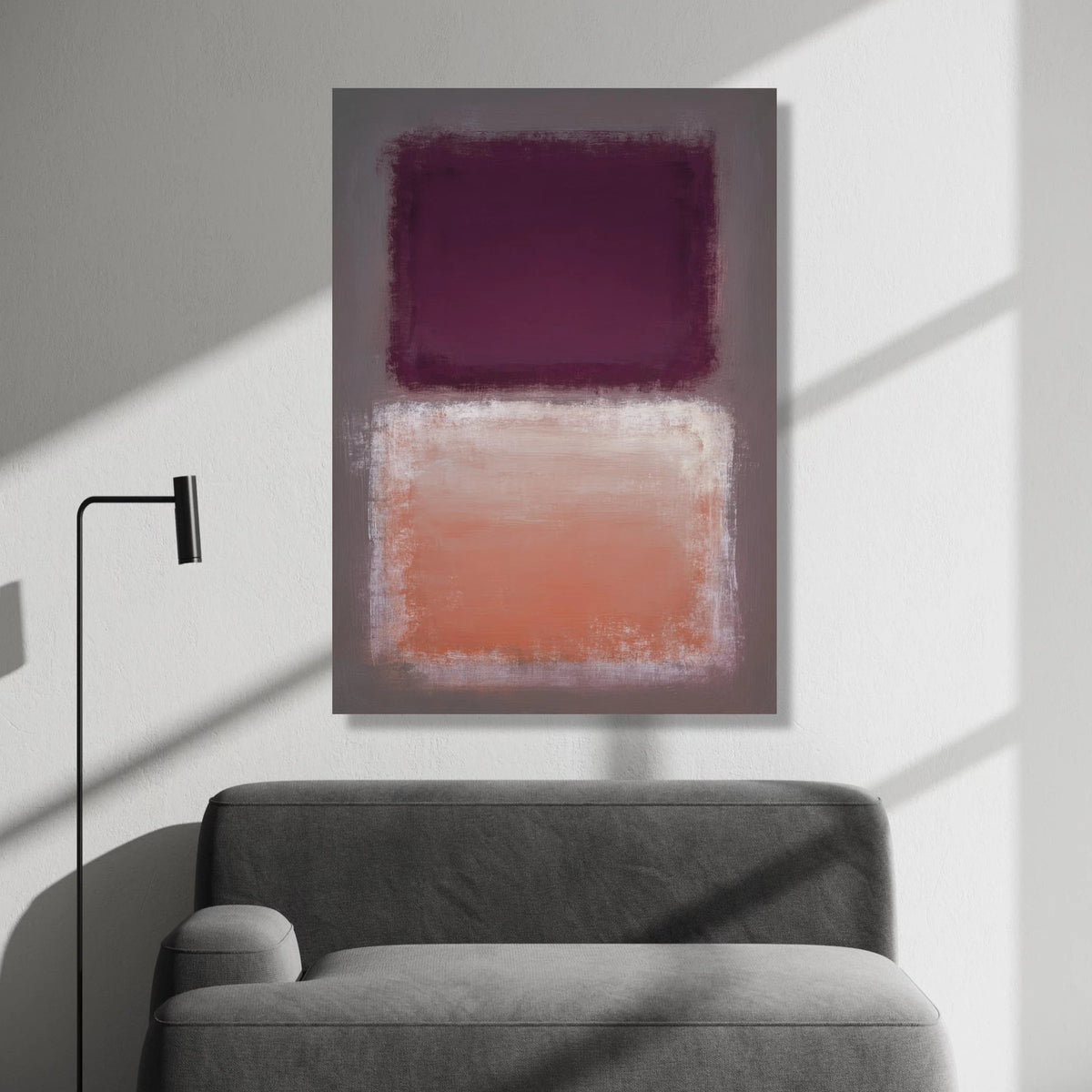 Mark Rothko Style Abstract Canvas, Purple and Peach Color Blocks, Modern Minimalist Wall Art, Contemporary Home Decoration Canvas Print Art