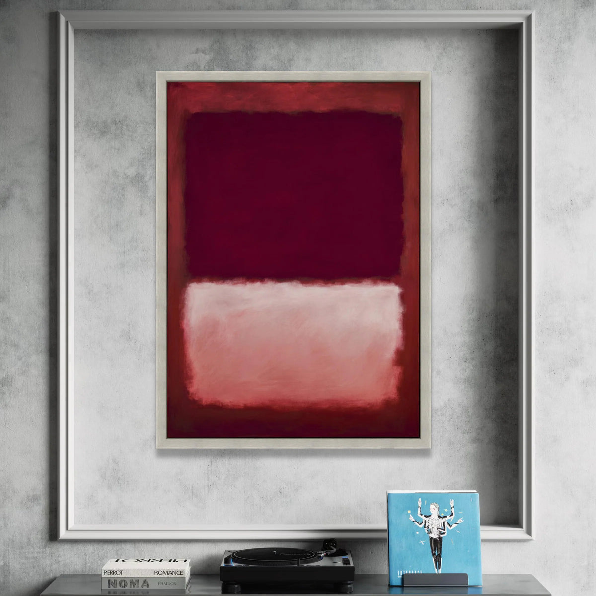 Mark Rothko Style Abstract Canvas Wall Art, Modern Color Block Painting, Deep Burgundy and Blush Pink Decorative Canvas, Canvas Print Art