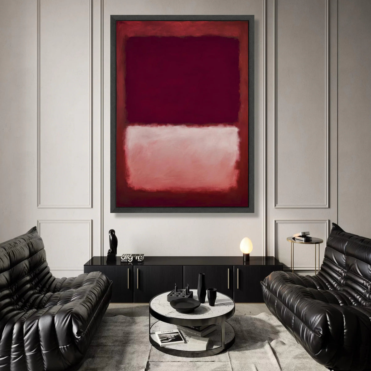 Mark Rothko Style Abstract Canvas Wall Art, Modern Color Block Painting, Deep Burgundy and Blush Pink Decorative Canvas, Canvas Print Art