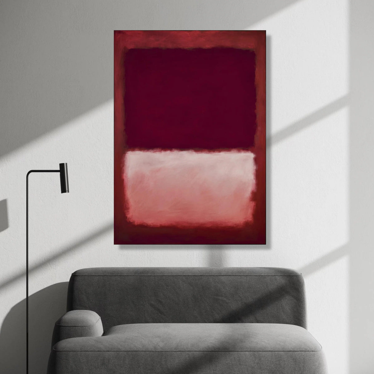 Mark Rothko Style Abstract Canvas Wall Art, Modern Color Block Painting, Deep Burgundy and Blush Pink Decorative Canvas, Canvas Print Art