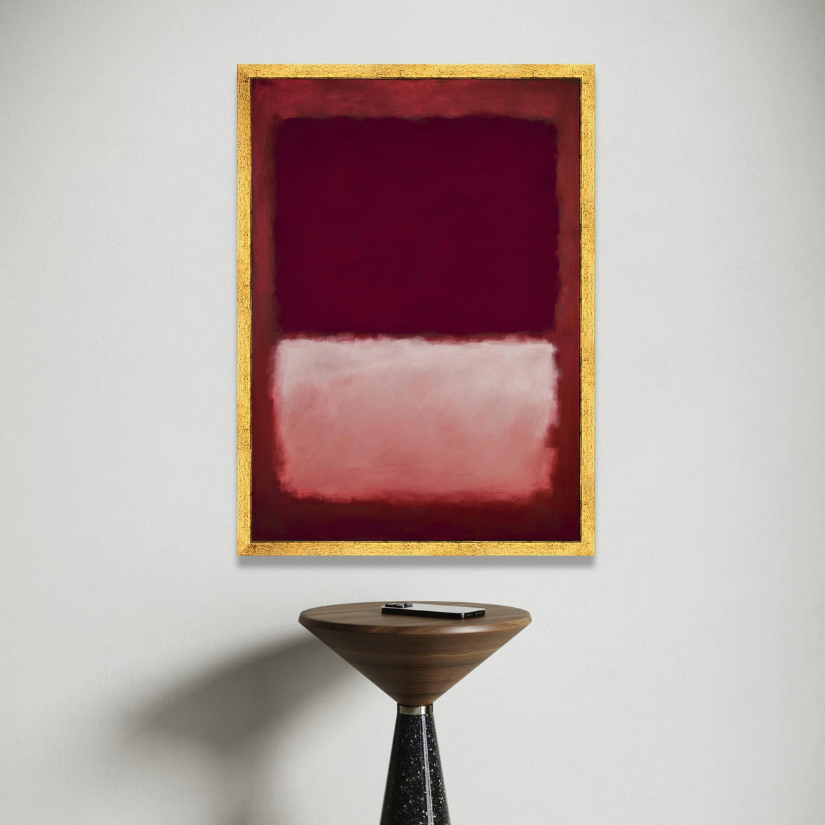 Mark Rothko Style Abstract Canvas Wall Art, Modern Color Block Painting, Deep Burgundy and Blush Pink Decorative Canvas, Canvas Print Art