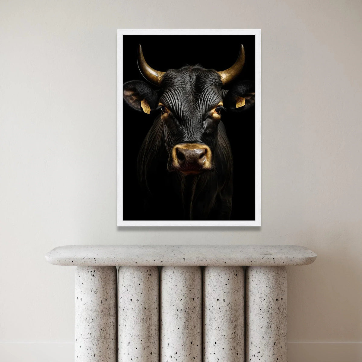 Majestic Black Bull Portrait Canvas, Rustic Animal Wall Art, Farmhouse Canvas Decoration, Country Living Room Art, Wildlife Canvas Print Art