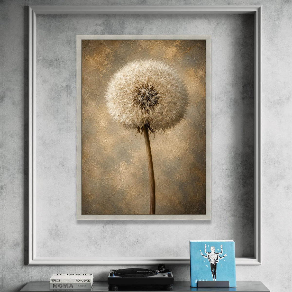 Close-Up Dandelion Canvas Wall Art, Nature Floral Plant Print, Neutral Toned Botanical Wall Decoration, Rustic Home Accent Canvas Print Art