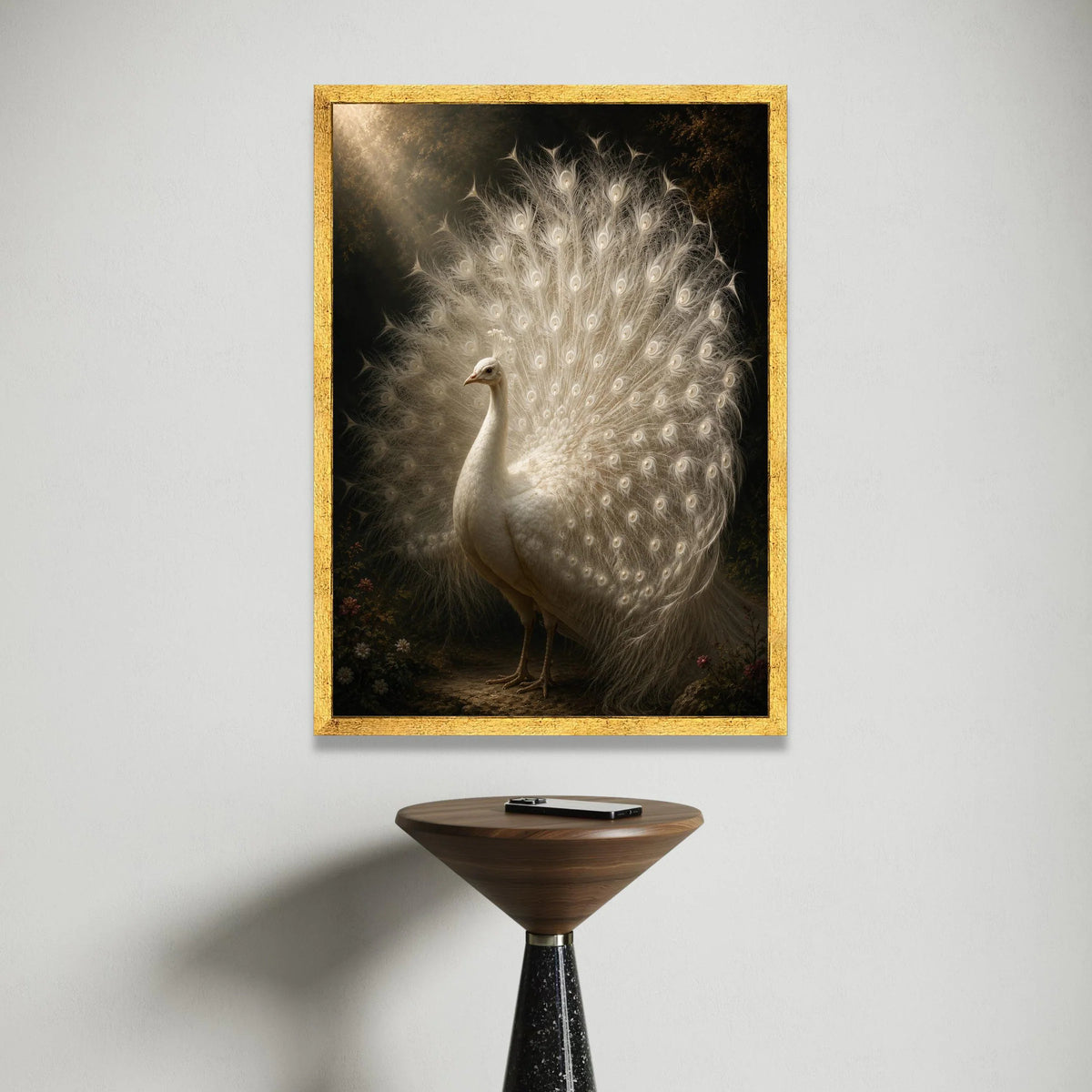 Elegant White Peacock Canvas Wall Art, Majestic Bird with Feathers Display, Nature Wildlife Canvas, Home Decoration, Ready Canvas Print Art