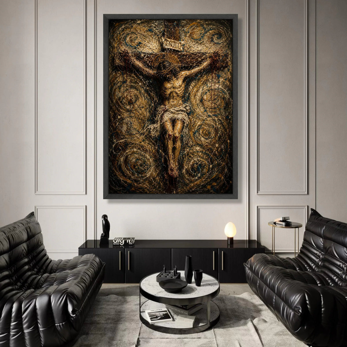 Crucifixion of Jesus Canvas, Religious Wall Art, Christian Faith Decoration, Spiritual Home Canvas, Cross and Crown of Canvas Print Art