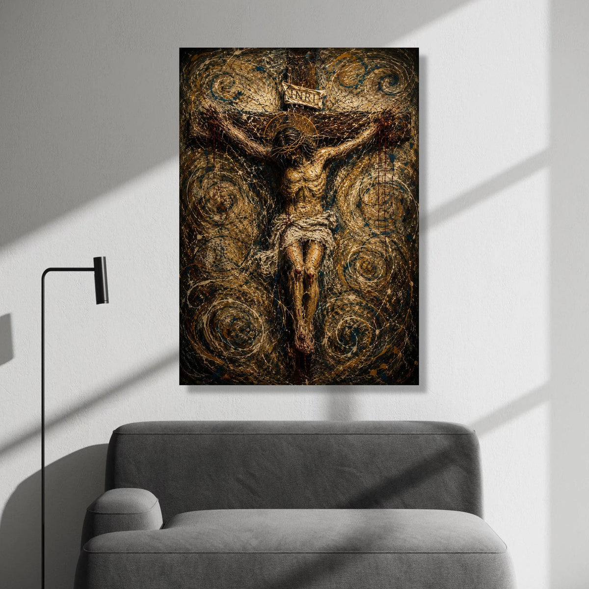 Crucifixion of Jesus Canvas, Religious Wall Art, Christian Faith Decoration, Spiritual Home Canvas, Cross and Crown of Canvas Print Art