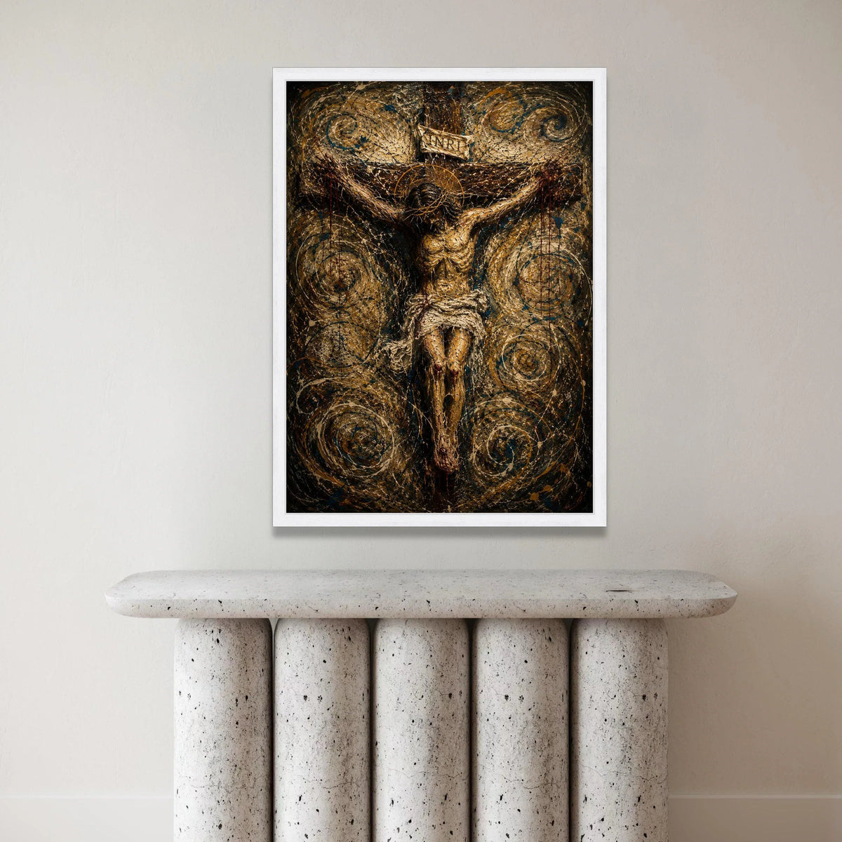 Crucifixion of Jesus Canvas, Religious Wall Art, Christian Faith Decoration, Spiritual Home Canvas, Cross and Crown of Canvas Print Art