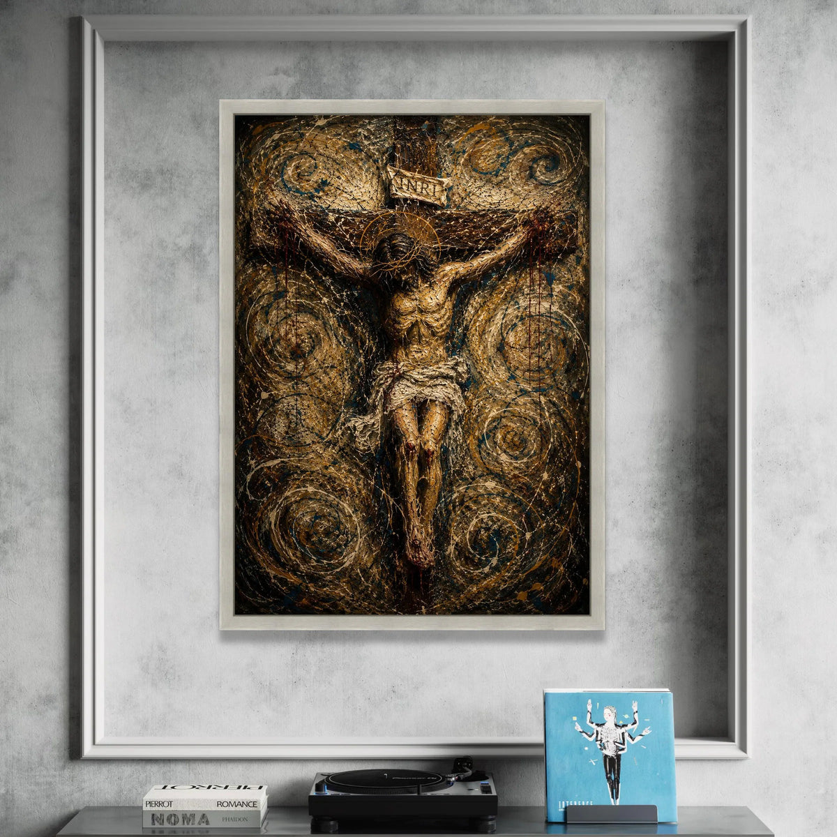 Crucifixion of Jesus Canvas, Religious Wall Art, Christian Faith Decoration, Spiritual Home Canvas, Cross and Crown of Canvas Print Art