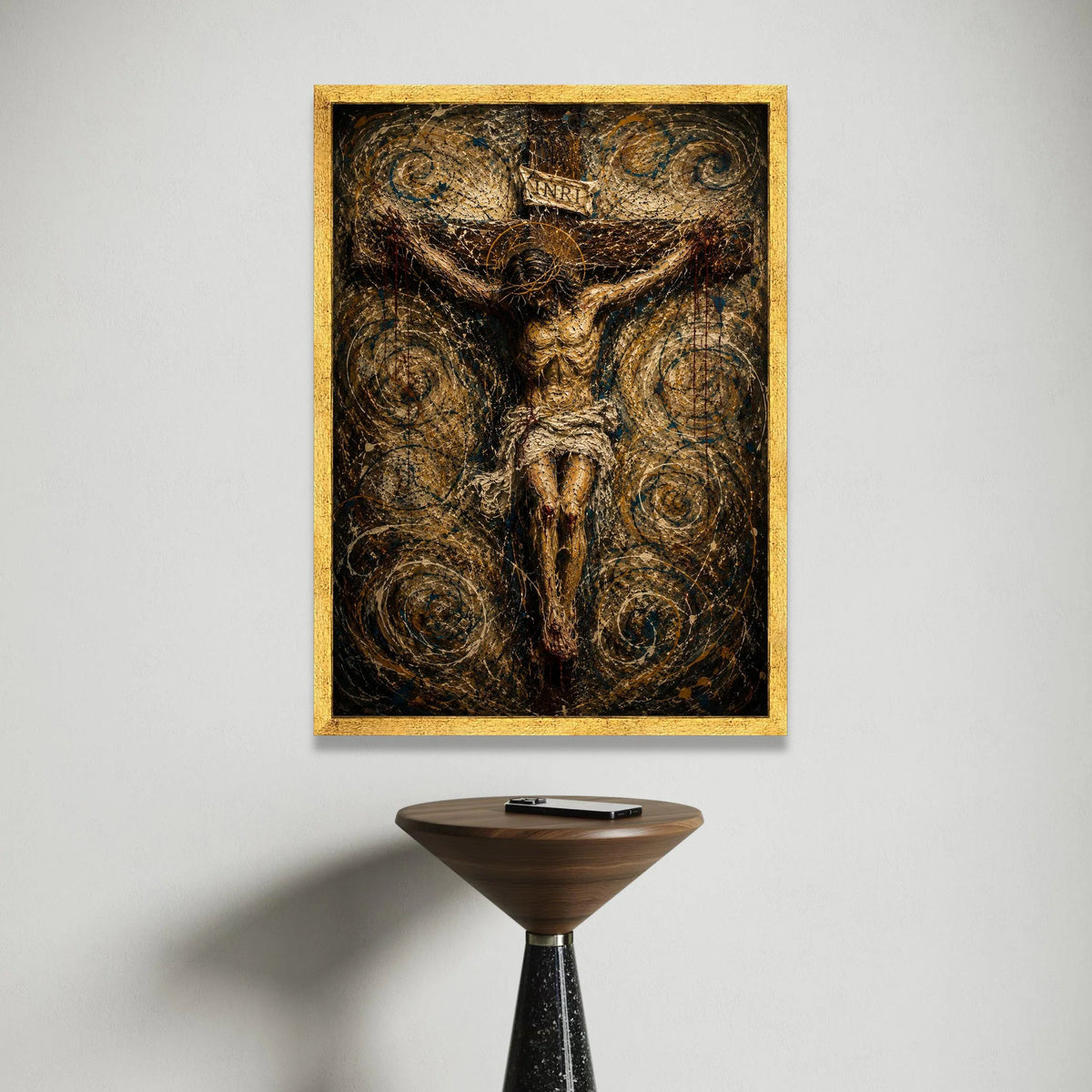 Crucifixion of Jesus Canvas, Religious Wall Art, Christian Faith Decoration, Spiritual Home Canvas, Cross and Crown of Canvas Print Art