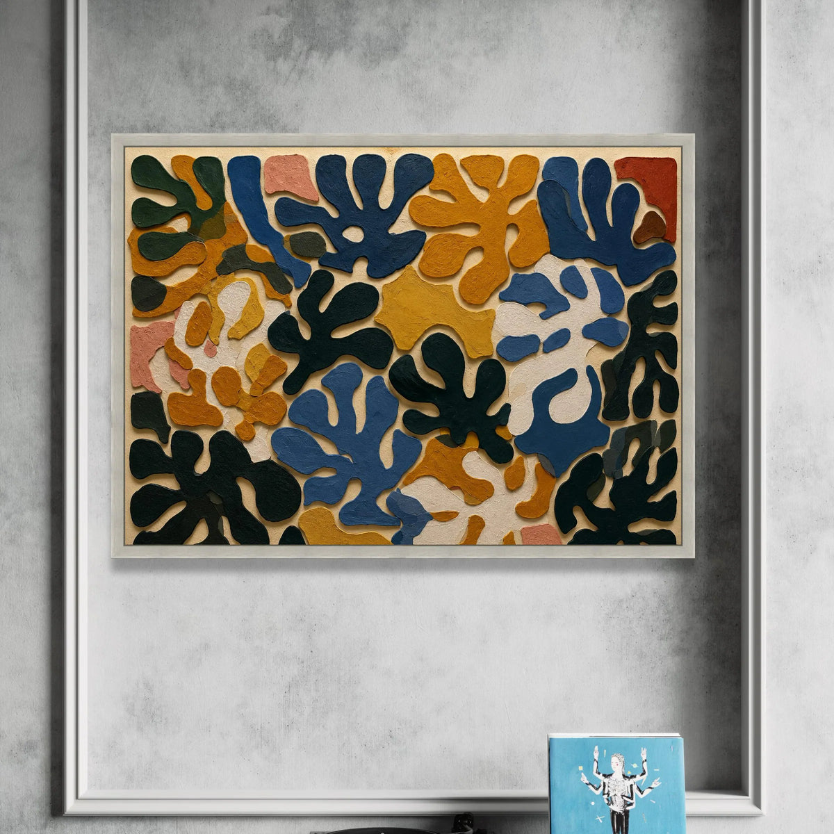 Modern Abstract Leaves Canvas Wall Art, Organic Shapes Canvas, Colorful Botanical Design, Contemporary Home Decoration Canvas Print Art