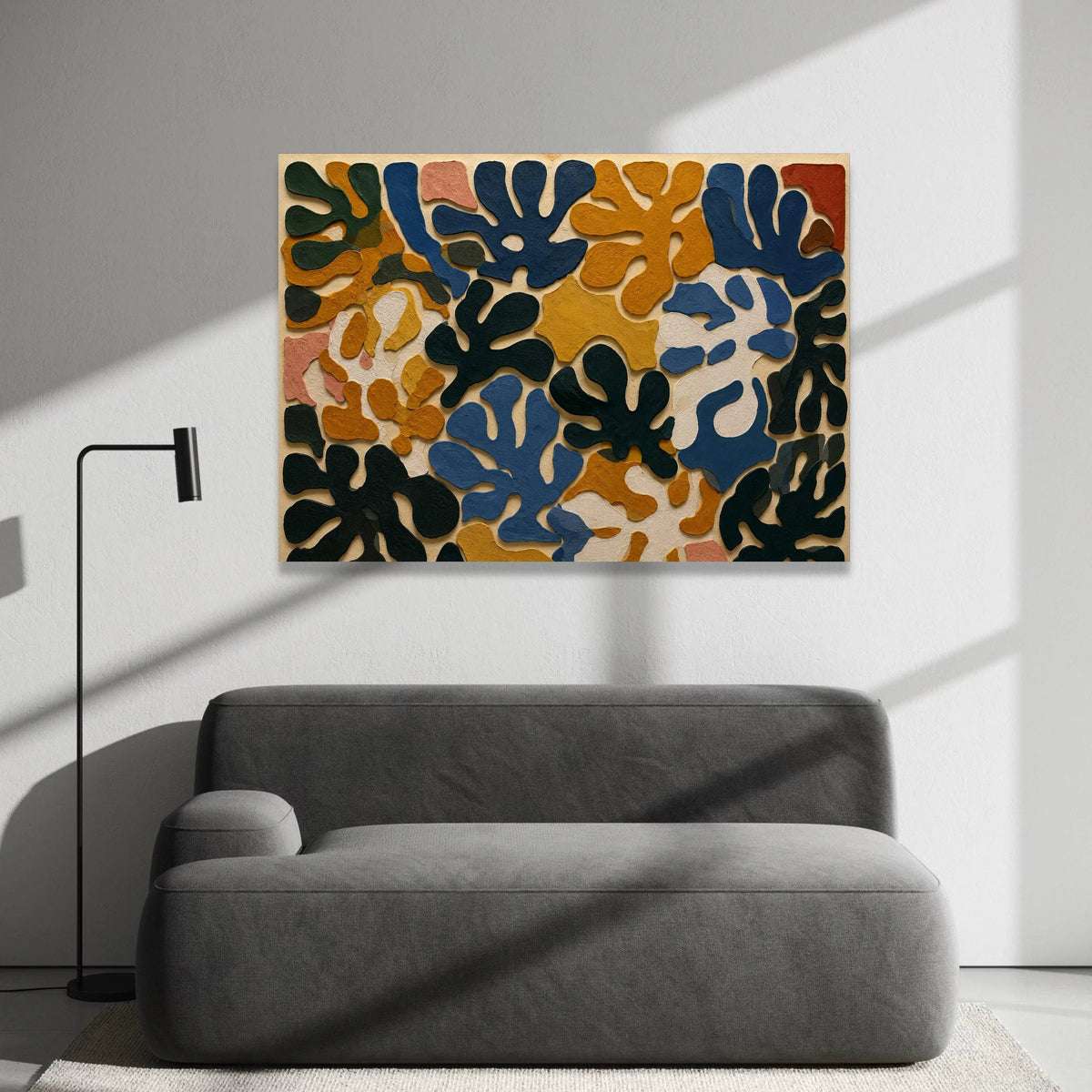 Modern Abstract Leaves Canvas Wall Art, Organic Shapes Canvas, Colorful Botanical Design, Contemporary Home Decoration Canvas Print Art