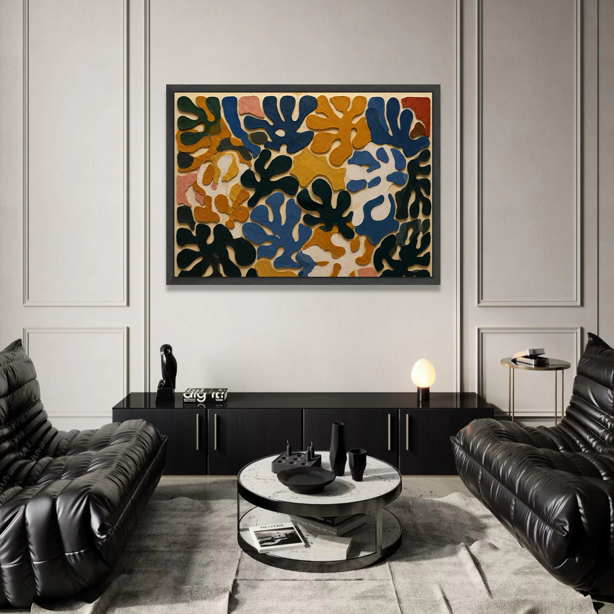 Modern Abstract Leaves Canvas Wall Art, Organic Shapes Canvas, Colorful Botanical Design, Contemporary Home Decoration Canvas Print Art