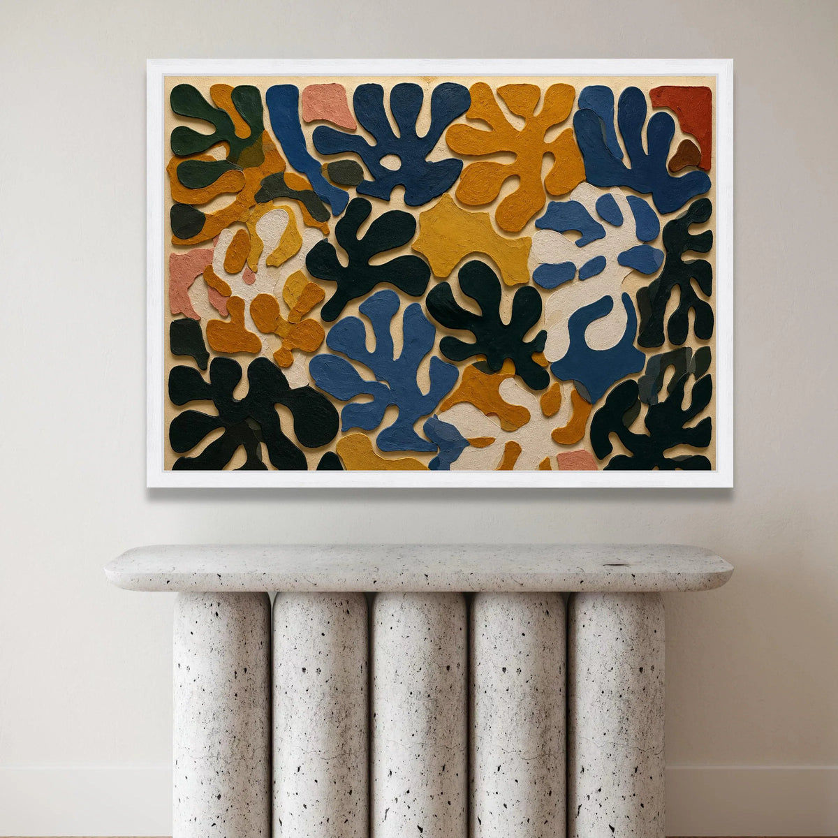 Modern Abstract Leaves Canvas Wall Art, Organic Shapes Canvas, Colorful Botanical Design, Contemporary Home Decoration Canvas Print Art