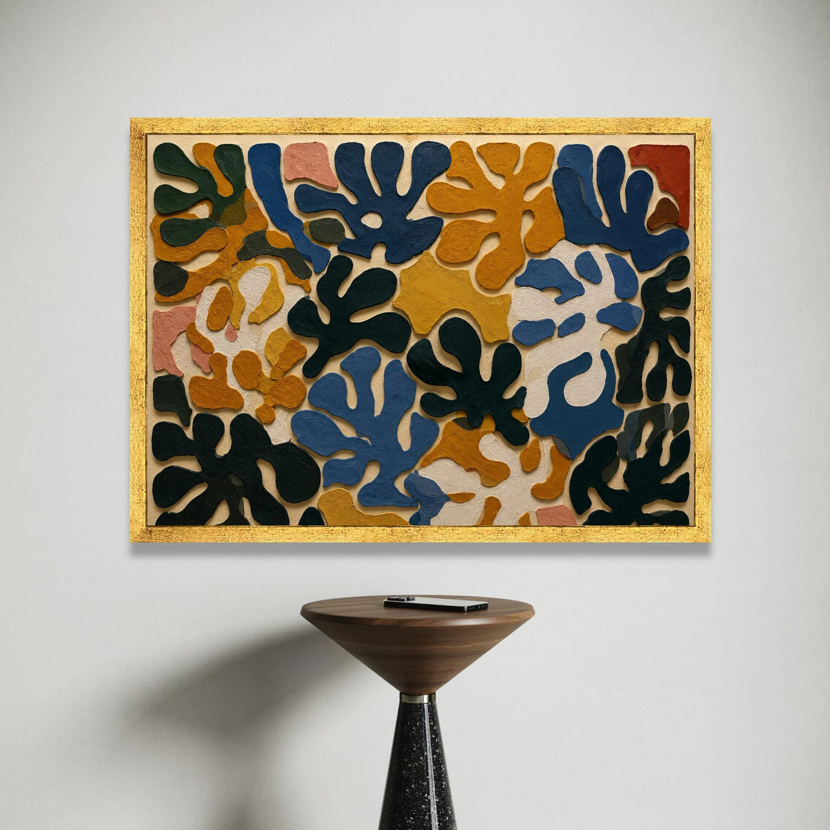 Modern Abstract Leaves Canvas Wall Art, Organic Shapes Canvas, Colorful Botanical Design, Contemporary Home Decoration Canvas Print Art