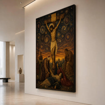 Crucifixion of Jesus Canvas Wall Art, Religious Christian Canvas, Spiritual Savior Painting, Biblical Scene Canvas, Holy Canvas Print Art