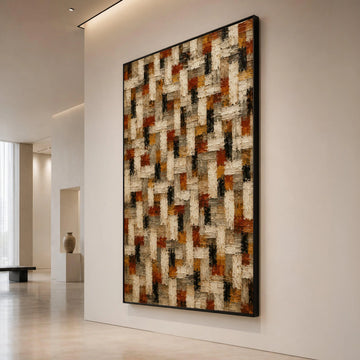 Autumn Tones Abstract Canvas, Geometric Pattern Wall Art, Modern Neutral Home Decor, Brown and Beige Canvas Design, Ready Canvas Print Art