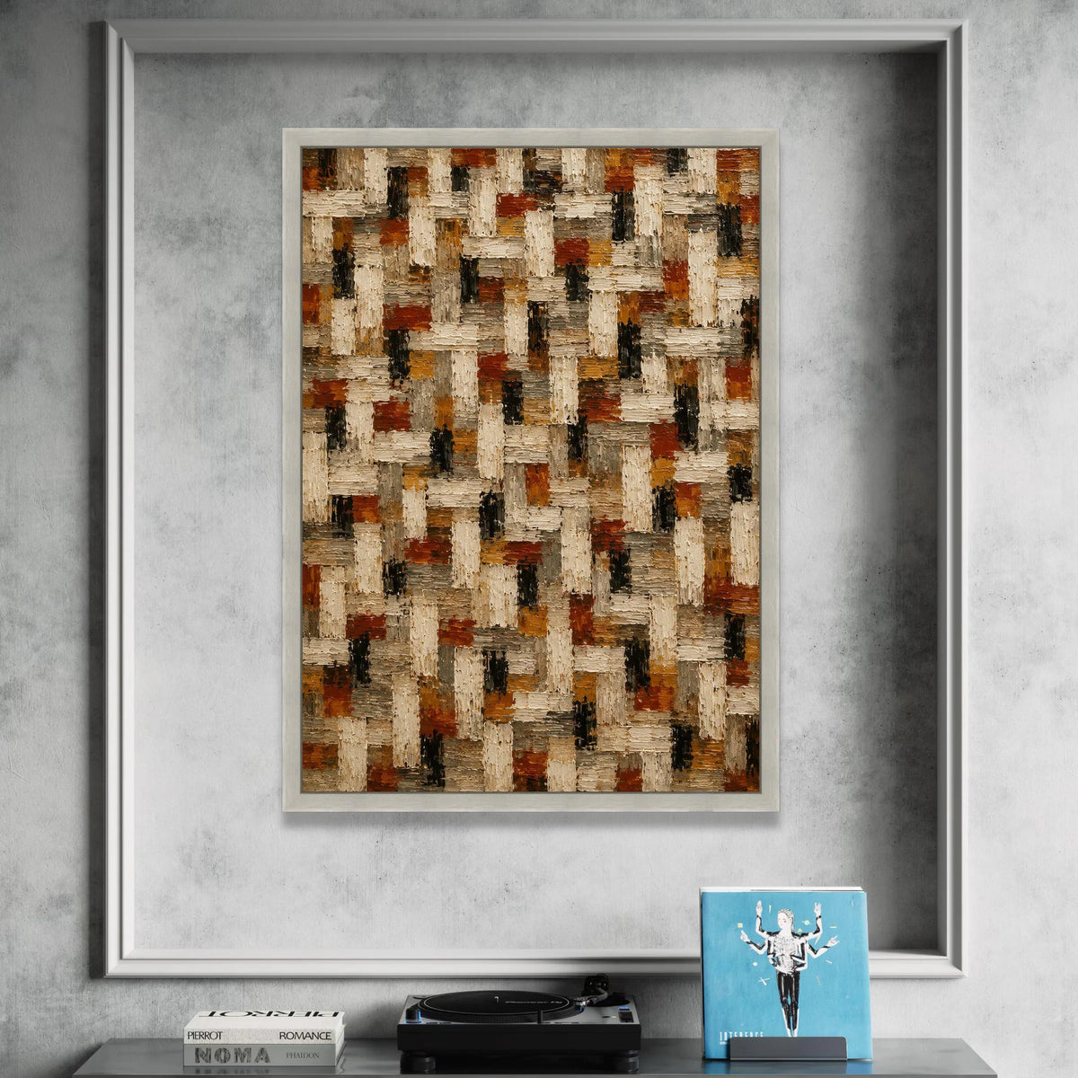 Autumn Tones Abstract Canvas, Geometric Pattern Wall Art, Modern Neutral Home Decor, Brown and Beige Canvas Design, Ready Canvas Print Art