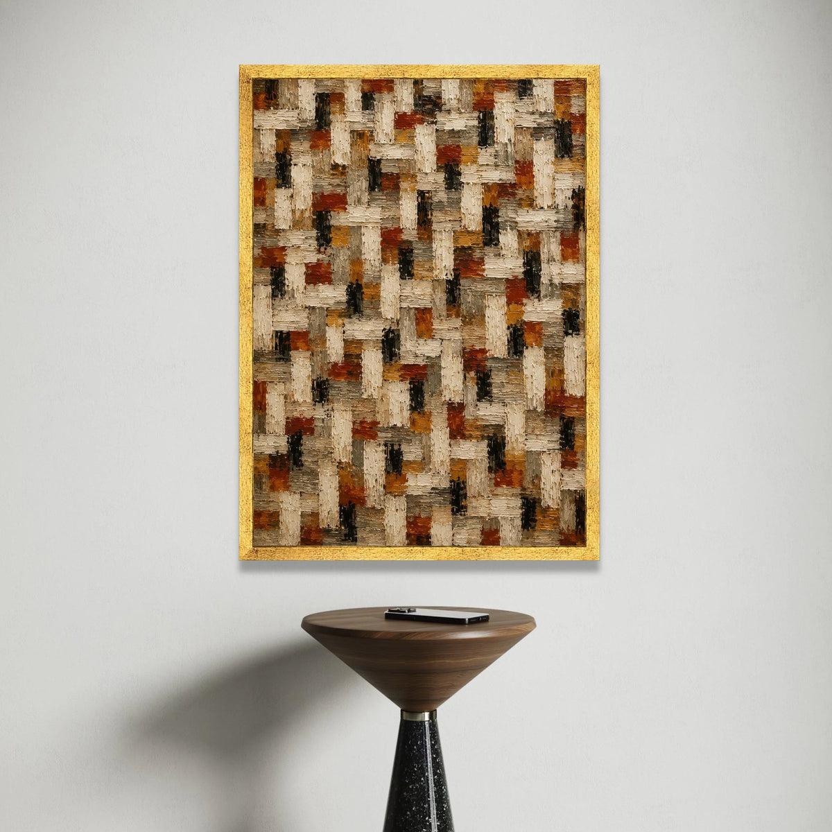 Autumn Tones Abstract Canvas, Geometric Pattern Wall Art, Modern Neutral Home Decor, Brown and Beige Canvas Design, Ready Canvas Print Art