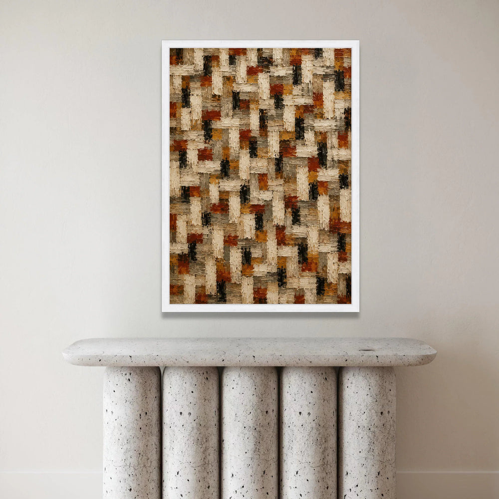Autumn Tones Abstract Canvas, Geometric Pattern Wall Art, Modern Neutral Home Decor, Brown and Beige Canvas Design, Ready Canvas Print Art