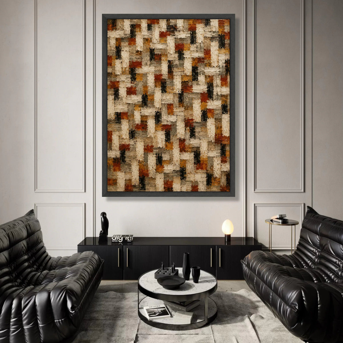 Autumn Tones Abstract Canvas, Geometric Pattern Wall Art, Modern Neutral Home Decor, Brown and Beige Canvas Design, Ready Canvas Print Art