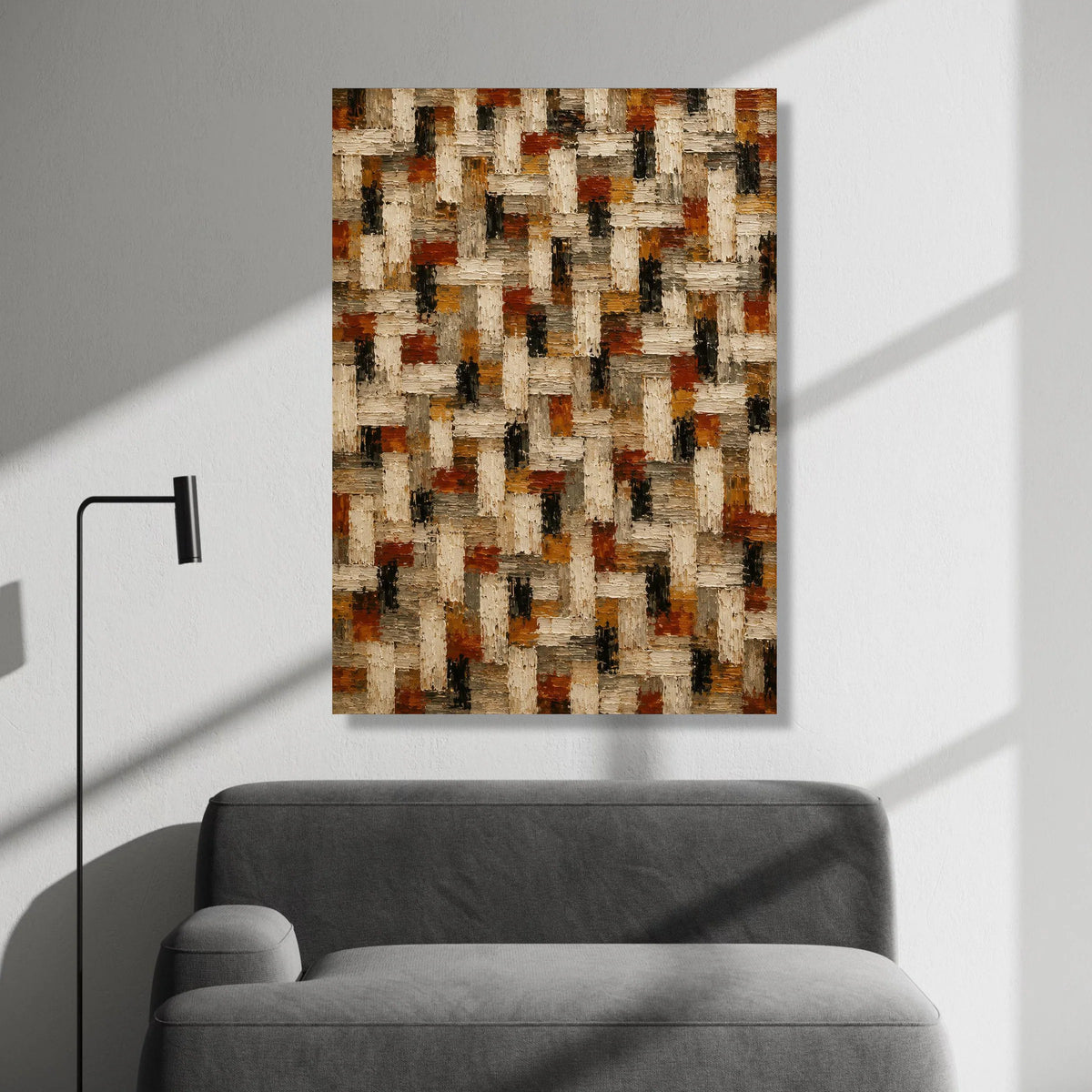Autumn Tones Abstract Canvas, Geometric Pattern Wall Art, Modern Neutral Home Decor, Brown and Beige Canvas Design, Ready Canvas Print Art
