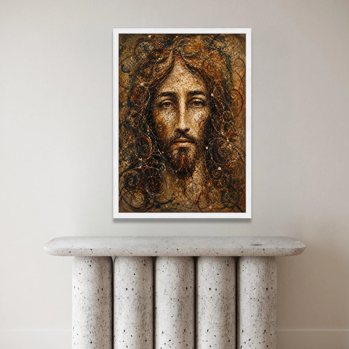 Spiritual Jesus Portrait Canvas Wall Art, Religious Face Painting, Inspirational Christian Decor, Sacred Home Decoration Canvas Print Art