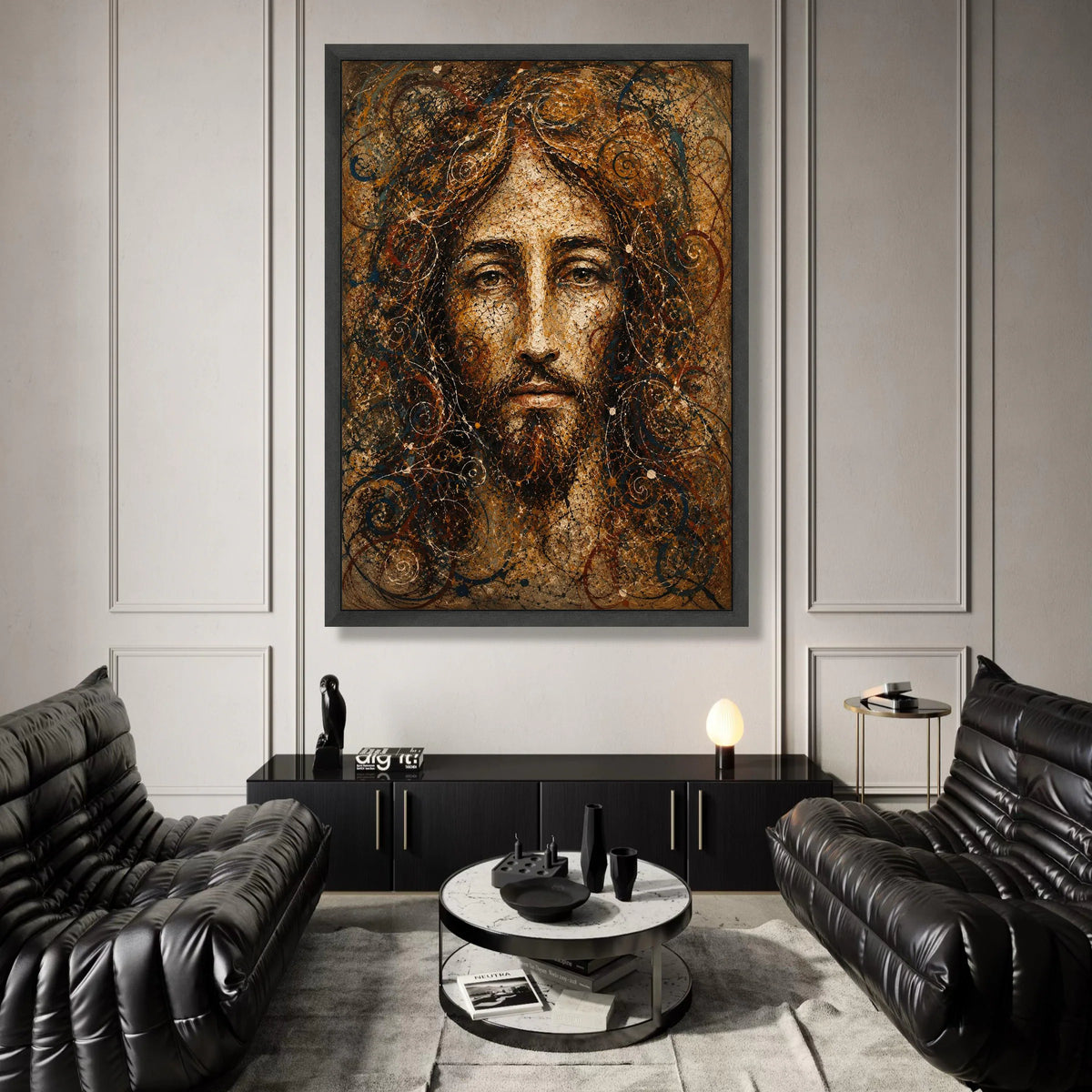 Spiritual Jesus Portrait Canvas Wall Art, Religious Face Painting, Inspirational Christian Decor, Sacred Home Decoration Canvas Print Art