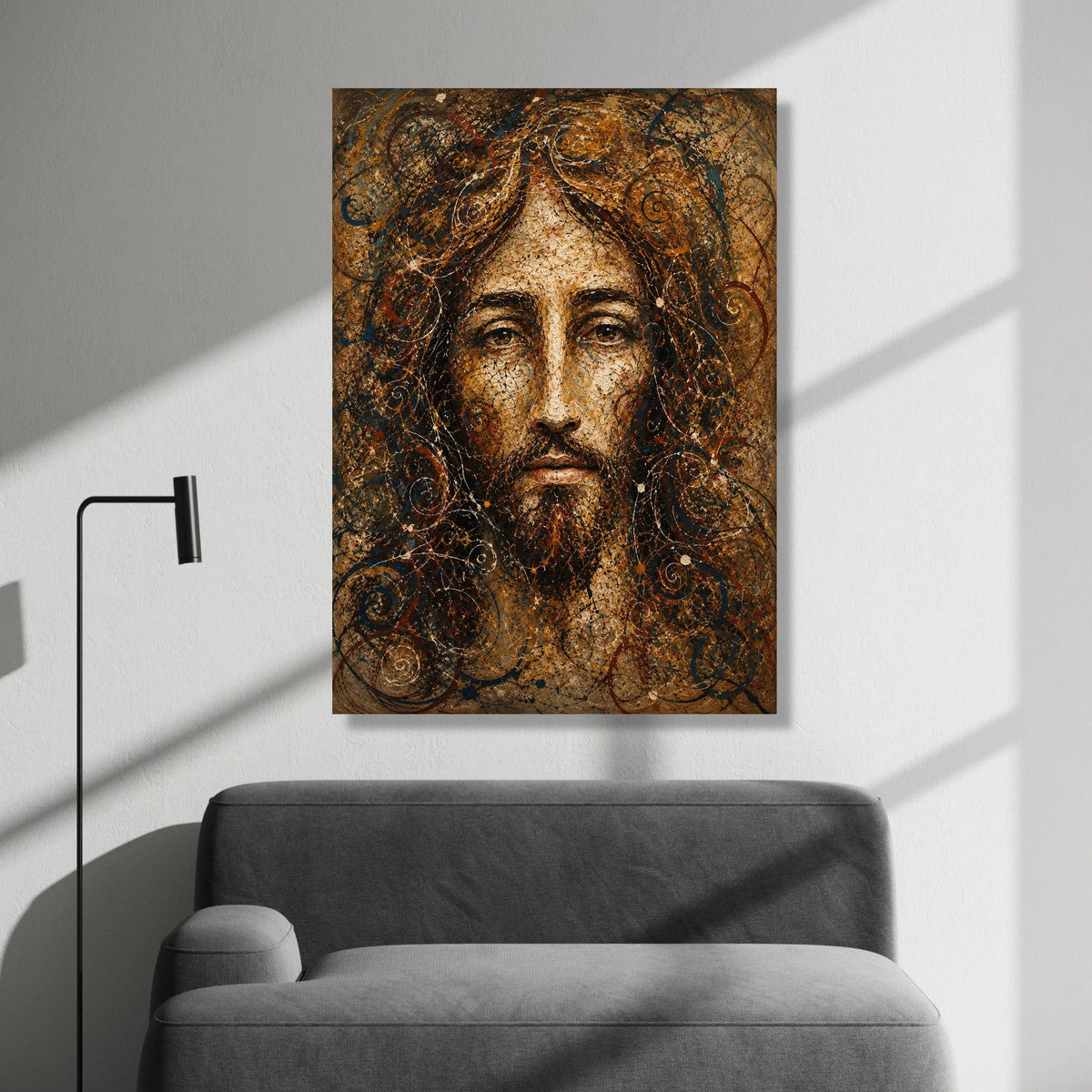 Spiritual Jesus Portrait Canvas Wall Art, Religious Face Painting, Inspirational Christian Decor, Sacred Home Decoration Canvas Print Art