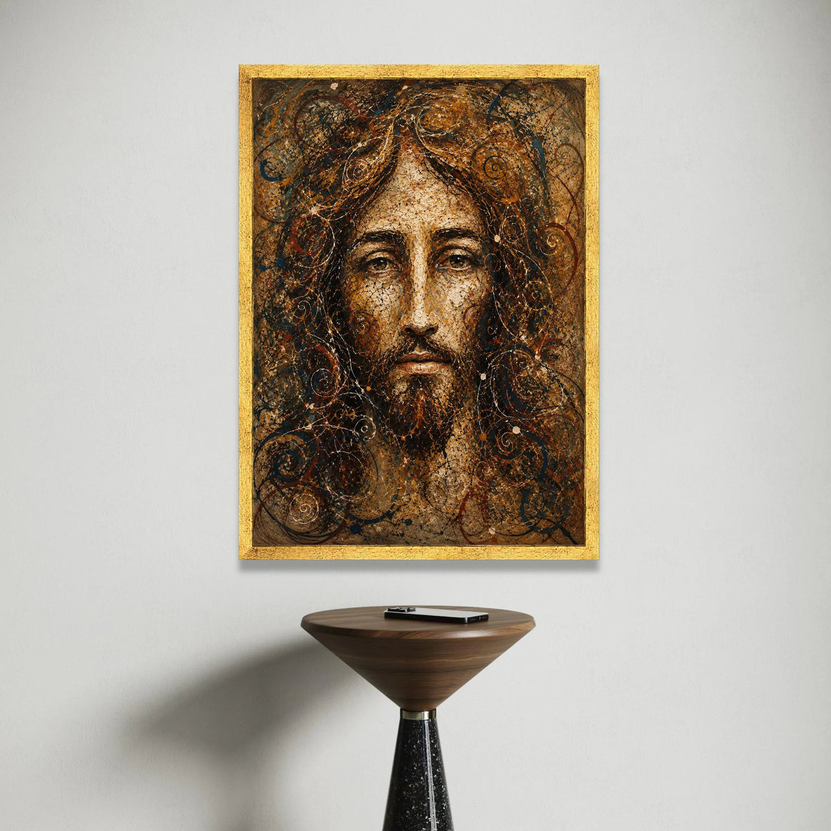Spiritual Jesus Portrait Canvas Wall Art, Religious Face Painting, Inspirational Christian Decor, Sacred Home Decoration Canvas Print Art