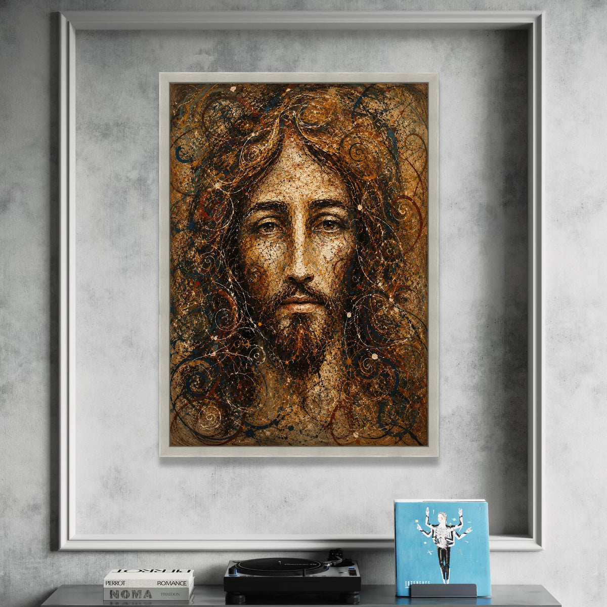 Spiritual Jesus Portrait Canvas Wall Art, Religious Face Painting, Inspirational Christian Decor, Sacred Home Decoration Canvas Print Art