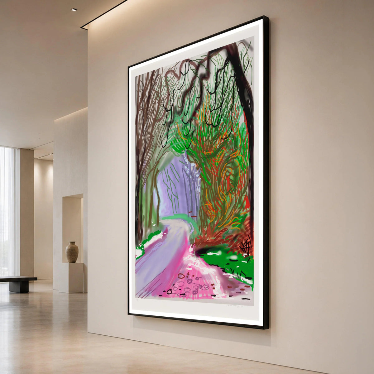Colorful Forest Pathway Canvas, Abstract Nature Wall Art, Vibrant Landscape Painting, Woodland Scene Decor, Ready to Hang Canvas Print Art