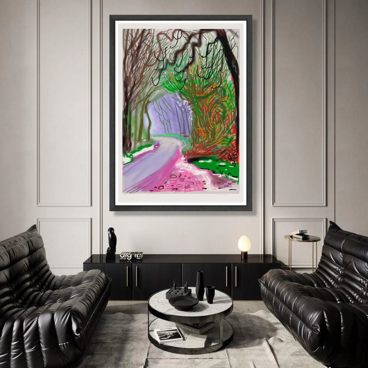 Colorful Forest Pathway Canvas, Abstract Nature Wall Art, Vibrant Landscape Painting, Woodland Scene Decor, Ready to Hang Canvas Print Art