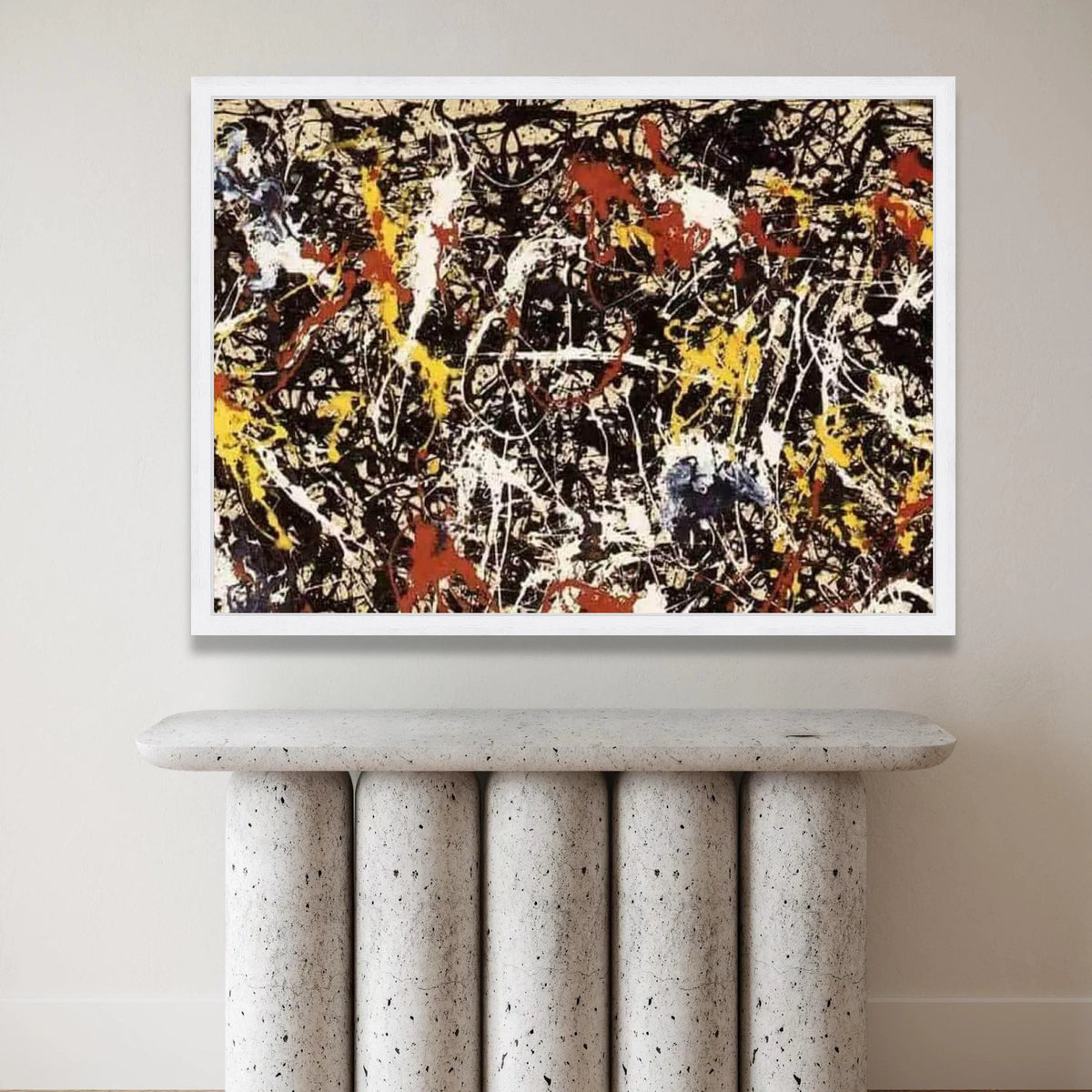 Jackson Pollock Style Abstract Expressionism Canvas Wall Art, Modern Splatter Paint Design, Bold Color Splash Home Canvas Print Art