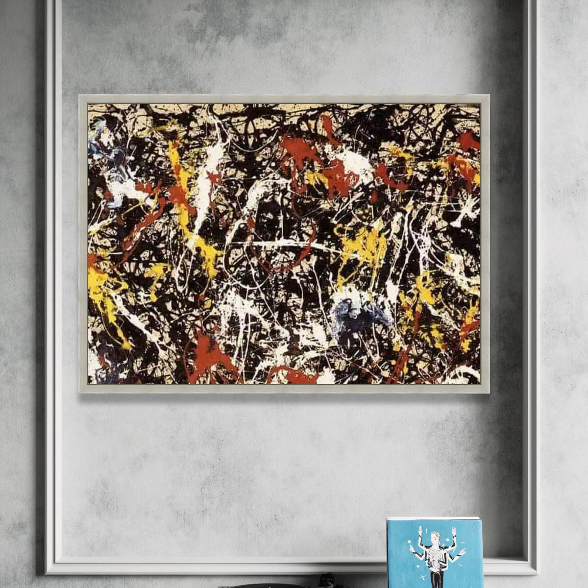 Jackson Pollock Style Abstract Expressionism Canvas Wall Art, Modern Splatter Paint Design, Bold Color Splash Home Canvas Print Art
