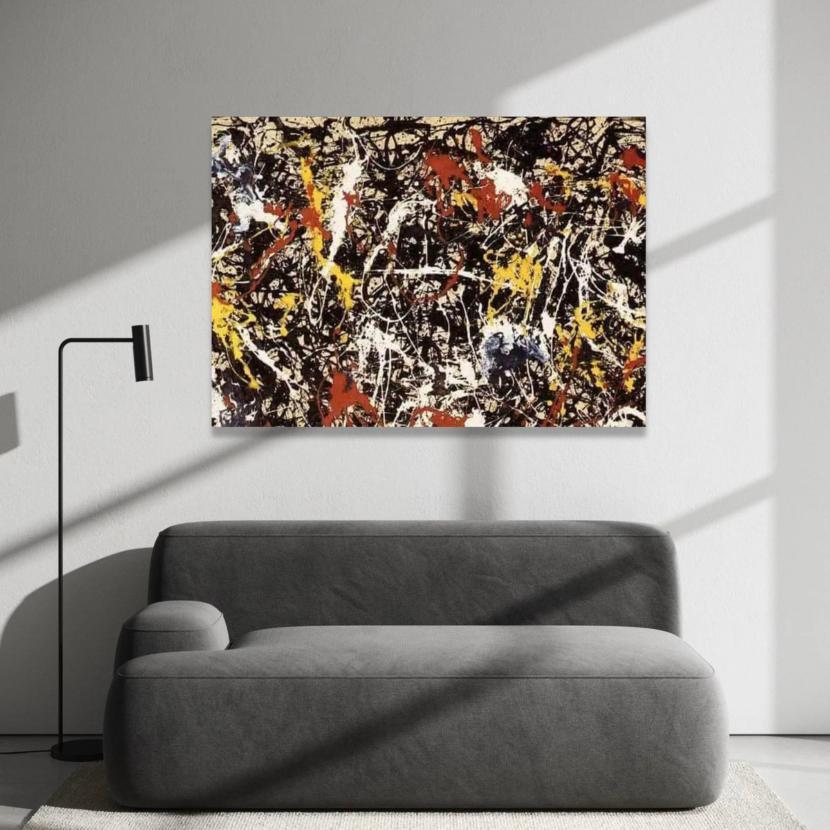 Jackson Pollock Style Abstract Expressionism Canvas Wall Art, Modern Splatter Paint Design, Bold Color Splash Home Canvas Print Art