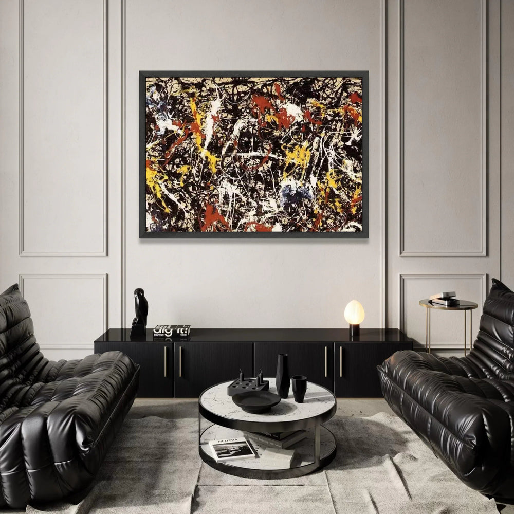 Jackson Pollock Style Abstract Expressionism Canvas Wall Art, Modern Splatter Paint Design, Bold Color Splash Home Canvas Print Art