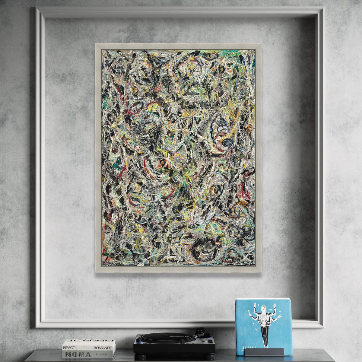 Jackson Pollock Style Abstract Expressionism Canvas, Modern Drip Painting Wall Art, Colorful Energetic Home Decor, Large Canvas Print Art