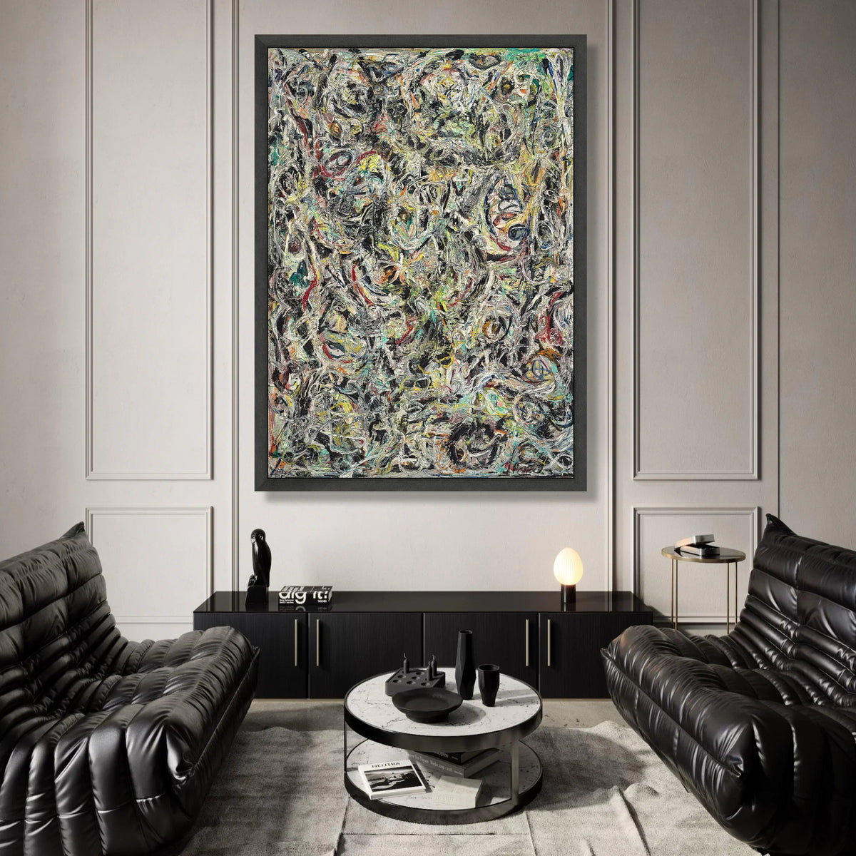Jackson Pollock Style Abstract Expressionism Canvas, Modern Drip Painting Wall Art, Colorful Energetic Home Decor, Large Canvas Print Art