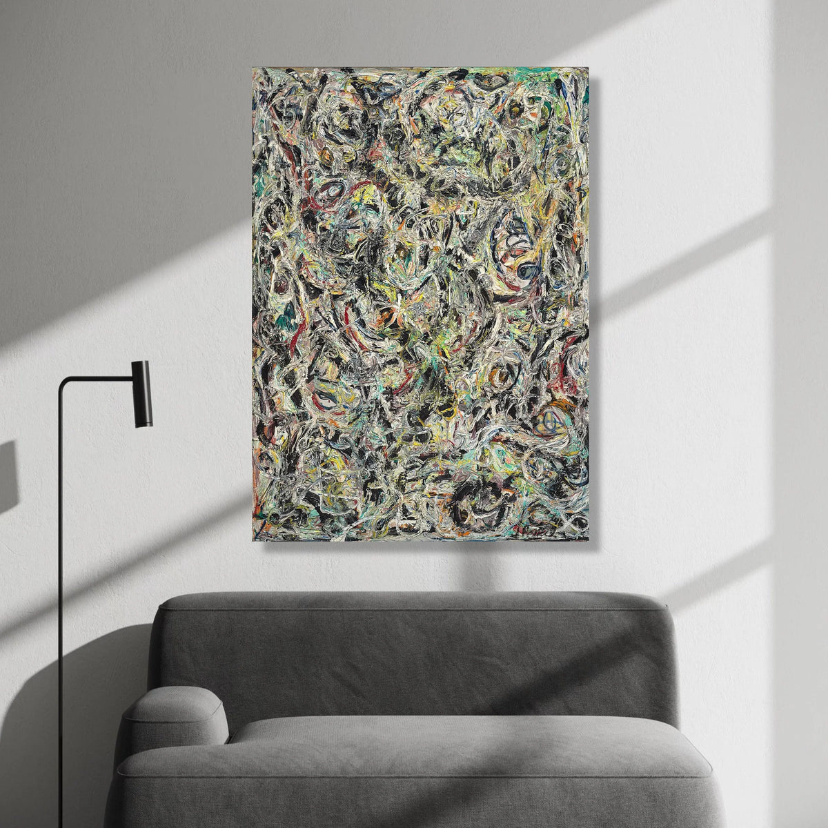 Jackson Pollock Style Abstract Expressionism Canvas, Modern Drip Painting Wall Art, Colorful Energetic Home Decor, Large Canvas Print Art