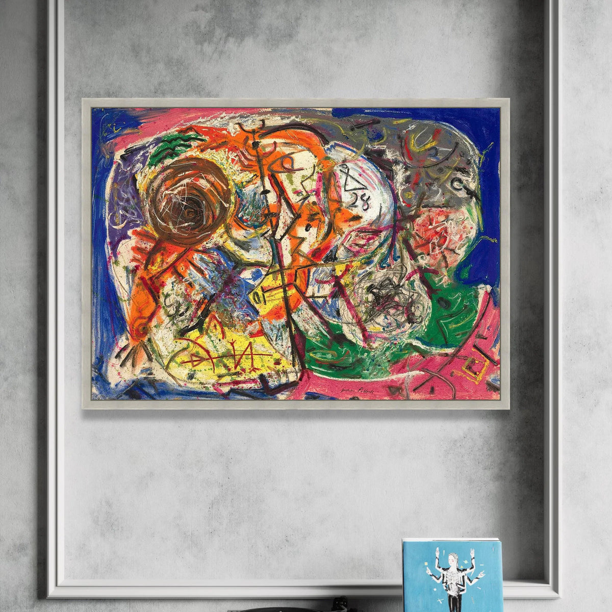 Vibrant Abstract Expressionism Canvas, Jackson Pollock Style Wall Art, Colorful Modern Painting Print, Dynamic Home Decor Canvas Print Art