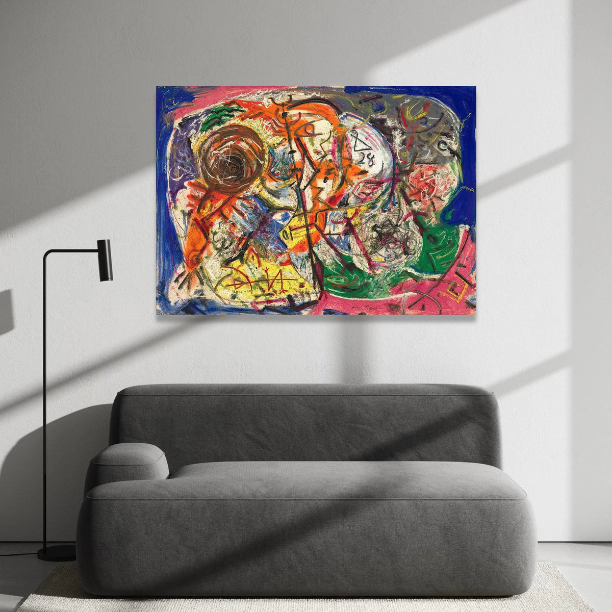 Vibrant Abstract Expressionism Canvas, Jackson Pollock Style Wall Art, Colorful Modern Painting Print, Dynamic Home Decor Canvas Print Art