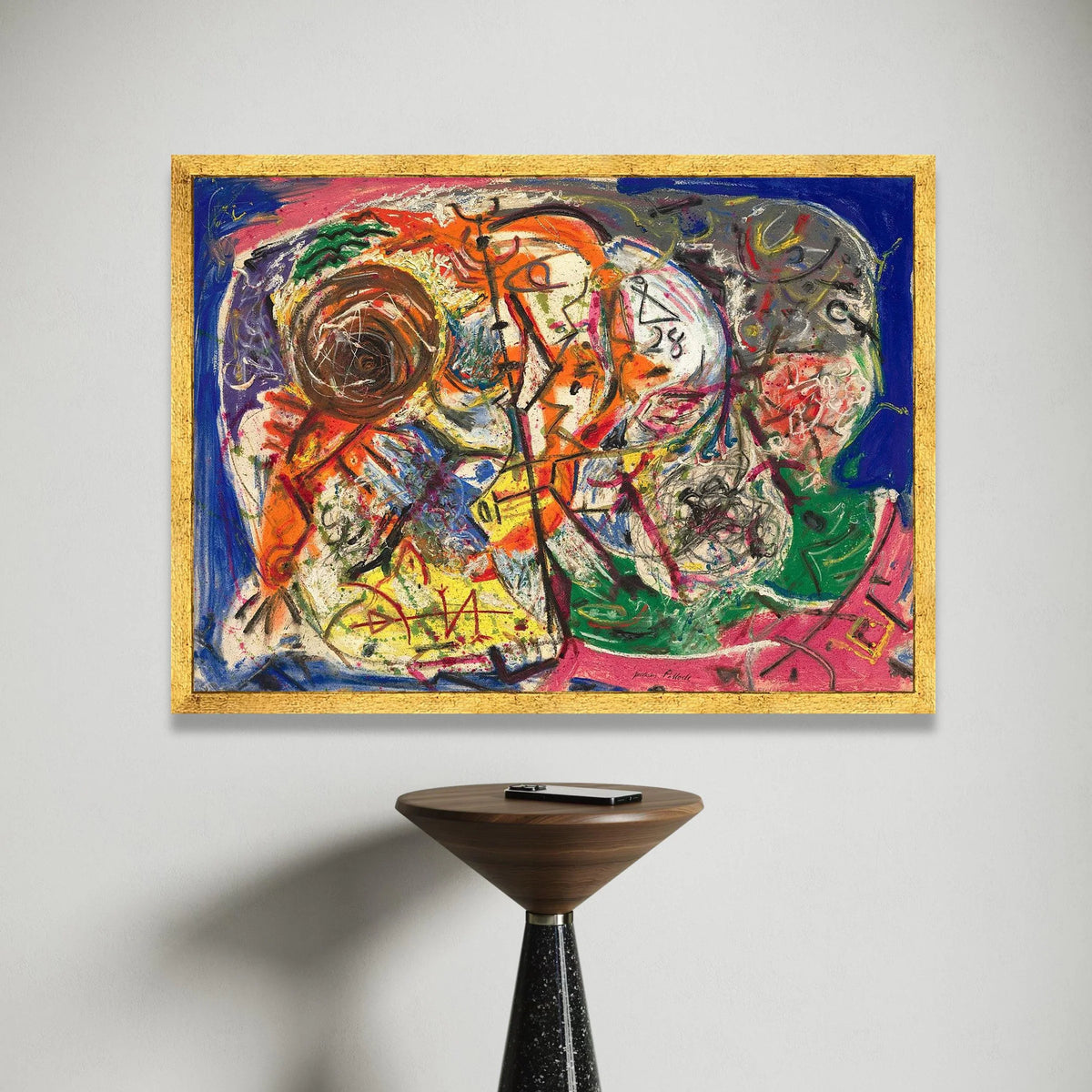 Vibrant Abstract Expressionism Canvas, Jackson Pollock Style Wall Art, Colorful Modern Painting Print, Dynamic Home Decor Canvas Print Art