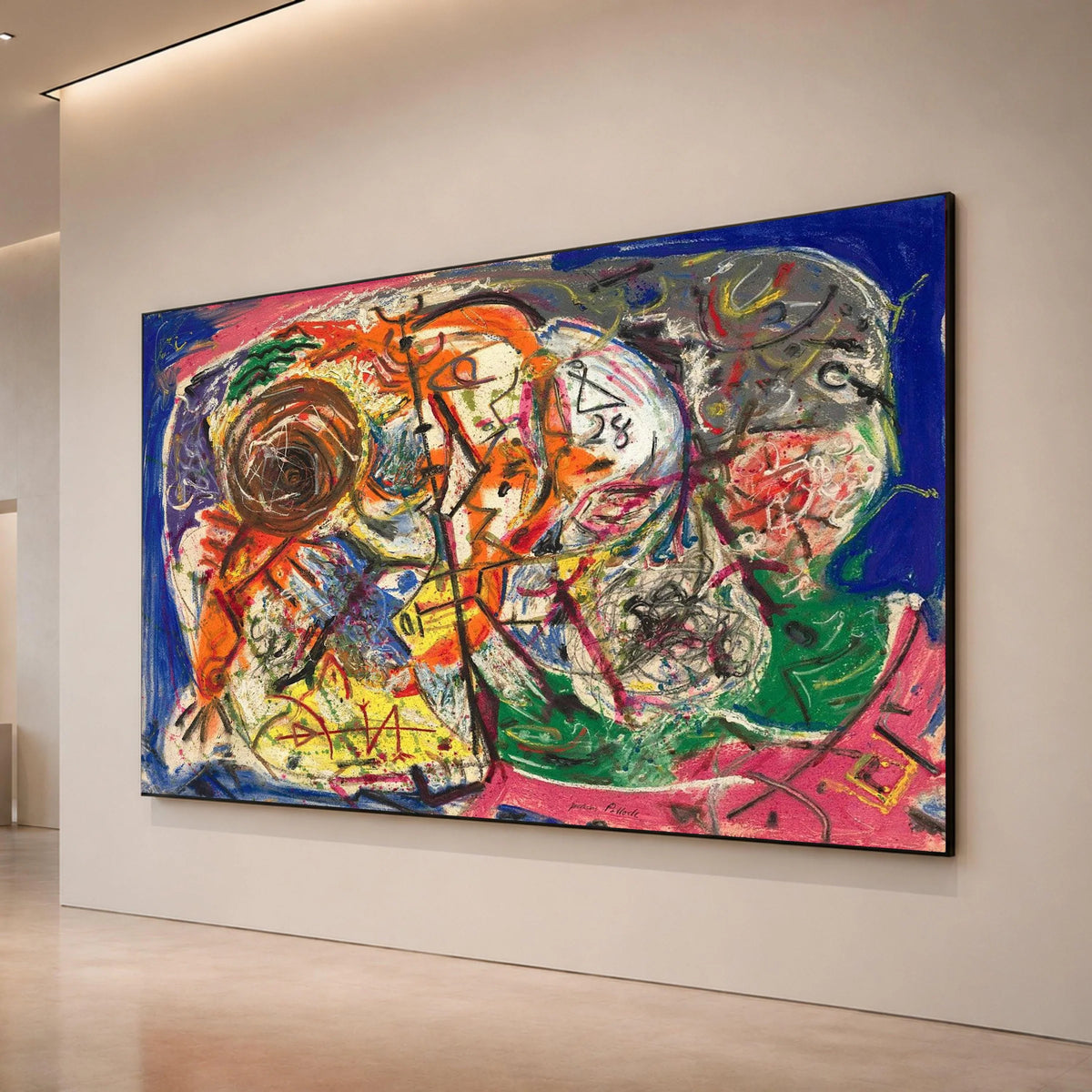 Vibrant Abstract Expressionism Canvas, Jackson Pollock Style Wall Art, Colorful Modern Painting Print, Dynamic Home Decor Canvas Print Art