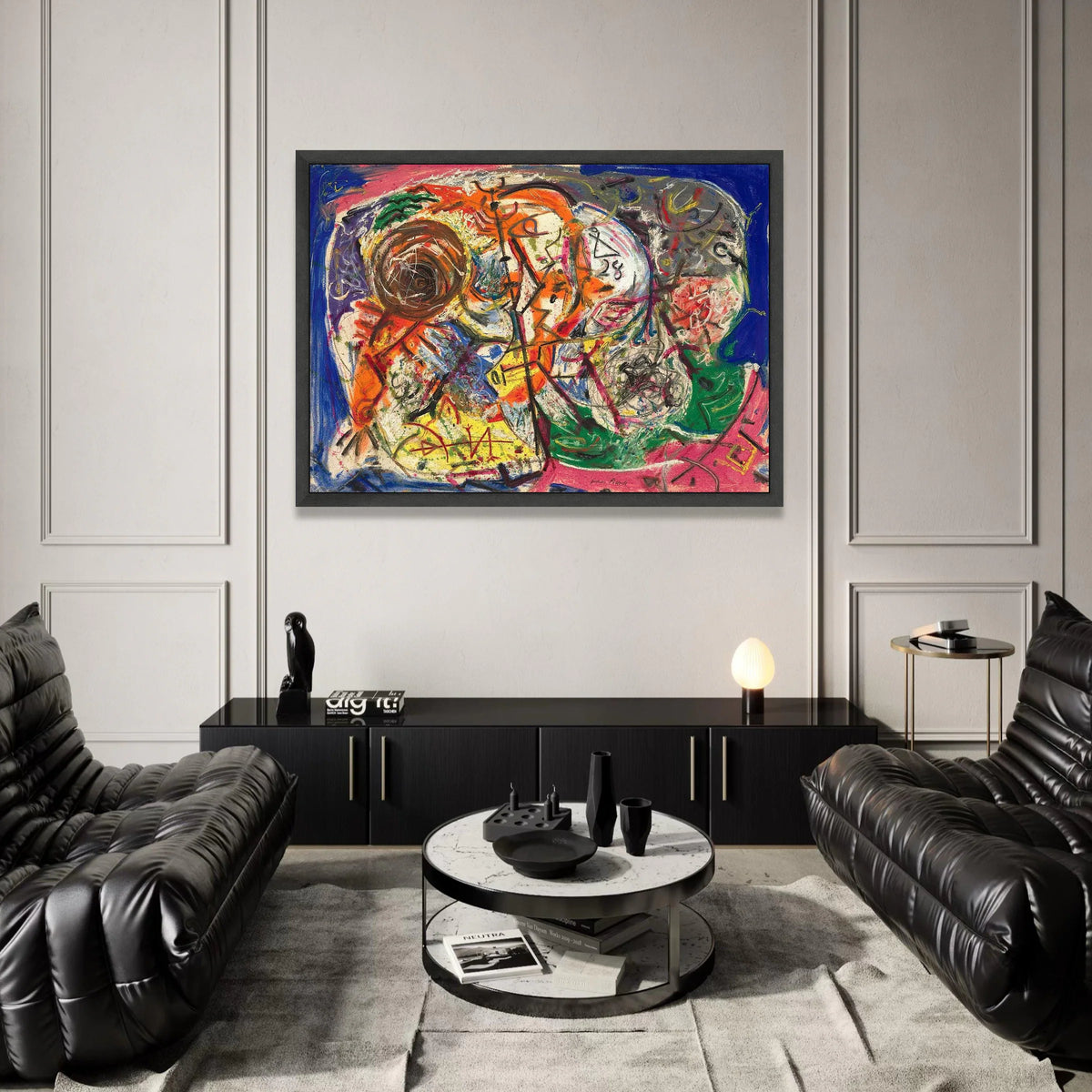 Vibrant Abstract Expressionism Canvas, Jackson Pollock Style Wall Art, Colorful Modern Painting Print, Dynamic Home Decor Canvas Print Art