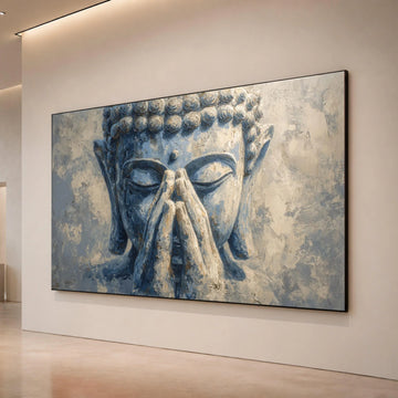 Tranquil Buddha Face Canvas, Meditation Wall Art, Zen Home Decoration, Spiritual Canvas Print, Peaceful Buddha Artwork Canvas Print Art