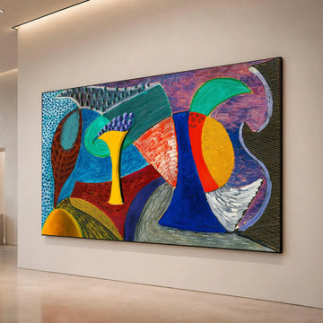 Abstract Colorful Still Life Canvas, Modern Geometric Wall Art, Bold Home Decoration, Vibrant Contemporary Canvas Art Canvas Print Art